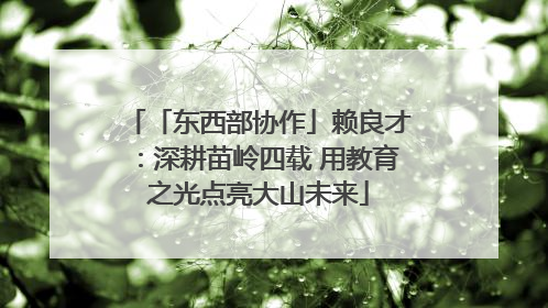「东西部协作」赖良才：深耕苗岭四载 用教育之光点亮大山未来