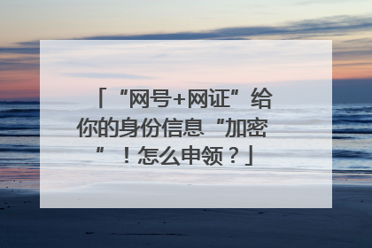 “网号+网证”给你的身份信息“加密”！怎么申领？