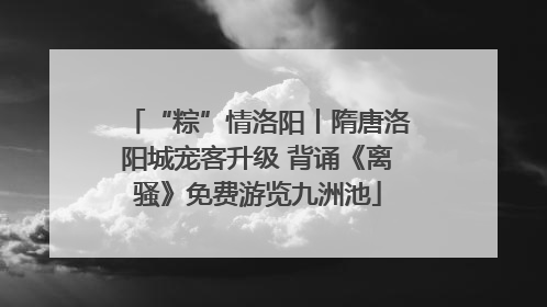 “粽”情洛阳丨隋唐洛阳城宠客升级 背诵《离骚》免费游览九洲池