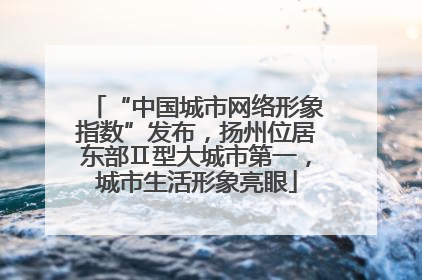 “中国城市网络形象指数”发布，扬州位居东部Ⅱ型大城市第一，城市生活形象亮眼