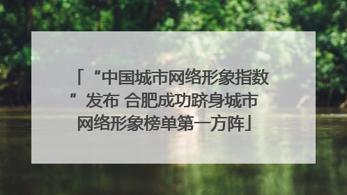 “中国城市网络形象指数”发布 合肥成功跻身城市网络形象榜单第一方阵
