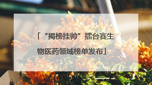 “揭榜挂帅”擂台赛生物医药领域榜单发布