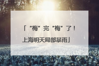 “梅”完“梅”了！上海明天局部暴雨