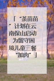 “茶苗苗”计划在云南保山启动 为留守困境儿童三餐“加肉”