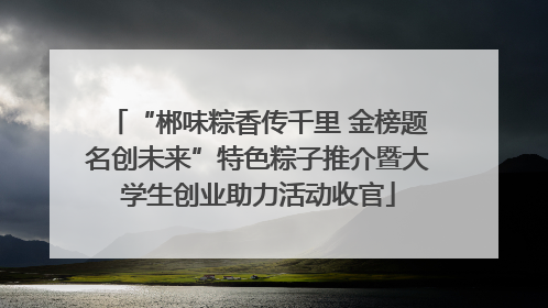 “郴味粽香传千里 金榜题名创未来”特色粽子推介暨大学生创业助力活动收官