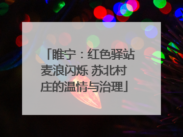 睢宁：红色驿站麦浪闪烁 苏北村庄的温情与治理