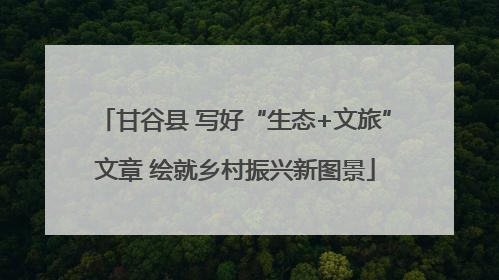 甘谷县 写好“生态+文旅”文章 绘就乡村振兴新图景