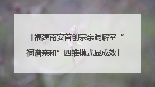 福建南安首创宗亲调解室“祠谱亲和”四维模式显成效