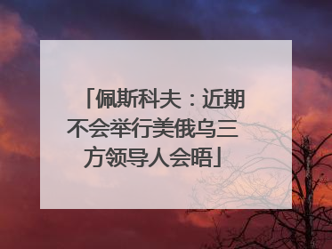 佩斯科夫：近期不会举行美俄乌三方领导人会晤