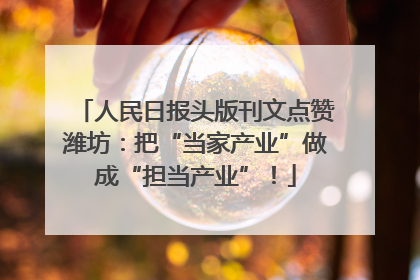 人民日报头版刊文点赞潍坊：把“当家产业”做成“担当产业”！