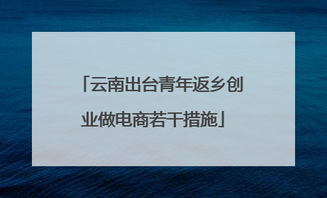 云南出台青年返乡创业做电商若干措施