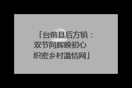 台前县后方镇：双节同辉映初心 织密乡村温情网