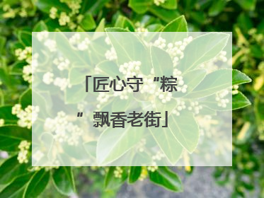 匠心守“粽”飘香老街