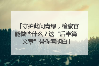 守护此间青绿，检察官能做些什么？这“后半篇文章”带你看明白