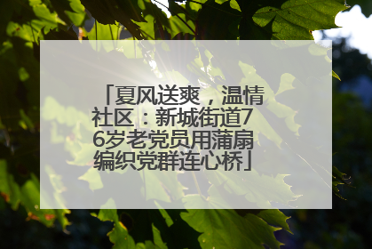 夏风送爽，温情社区：新城街道76岁老党员用蒲扇编织党群连心桥