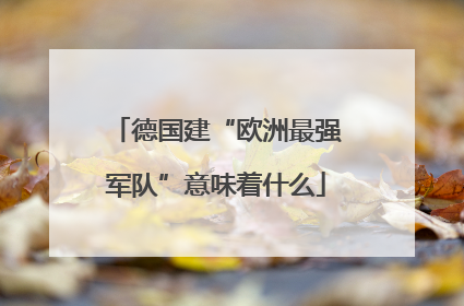 德国建“欧洲最强军队”意味着什么