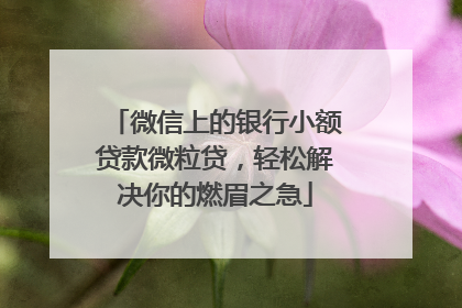 微信上的银行小额贷款微粒贷，轻松解决你的燃眉之急