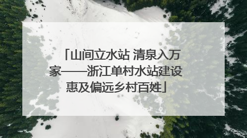 山间立水站 清泉入万家——浙江单村水站建设惠及偏远乡村百姓