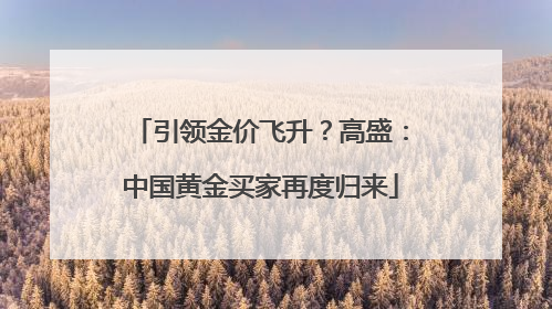 引领金价飞升？高盛：中国黄金买家再度归来