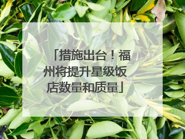 措施出台！福州将提升星级饭店数量和质量