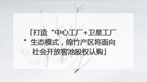打造“中心工厂+卫星工厂”生态模式，绵竹产区将面向社会开放窖池股权认购