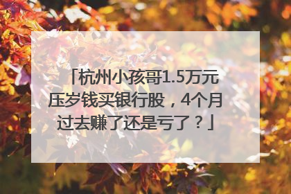 杭州小孩哥1.5万元压岁钱买银行股，4个月过去赚了还是亏了？