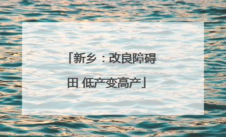 新乡：改良障碍田 低产变高产