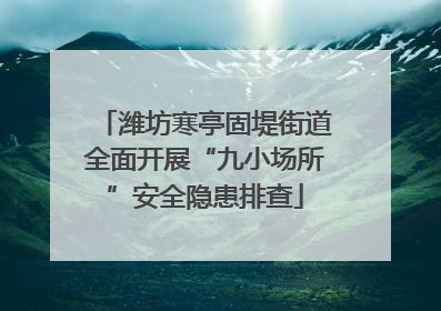 潍坊寒亭固堤街道全面开展“九小场所”安全隐患排查