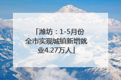 潍坊：1-5月份全市实现城镇新增就业4.27万人
