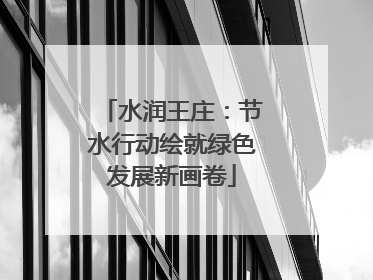 水润王庄：节水行动绘就绿色发展新画卷
