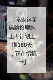泰安这条道路将要施工！计划工期180天，正在招标→