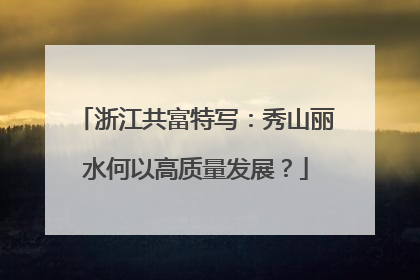 浙江共富特写：秀山丽水何以高质量发展？