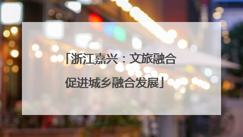 浙江嘉兴：文旅融合促进城乡融合发展