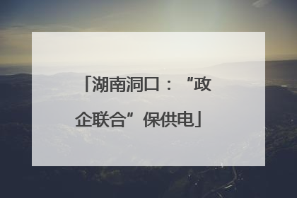 湖南洞口：“政企联合”保供电