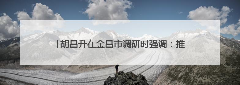 胡昌升在金昌市调研时强调：推进创新链与产业链深度融合 为高质量发展塑造新动能新优势
