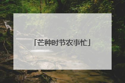 芒种时节农事忙
