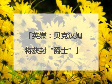英媒：贝克汉姆将获封“爵士”