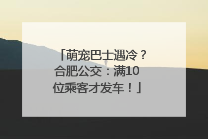 萌宠巴士遇冷？合肥公交：满10位乘客才发车！