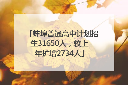 蚌埠普通高中计划招生31650人，较上年扩增2734人
