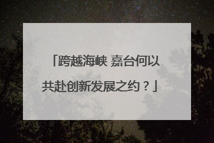 跨越海峡 嘉台何以共赴创新发展之约？