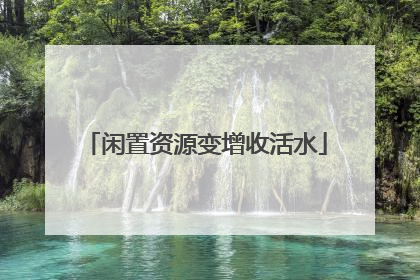 闲置资源变增收活水