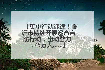 集中行动继续！临沂市持续开展巡查宣防行动，出动警力1.75万人……