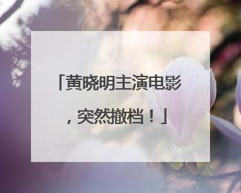 黄晓明主演电影，突然撤档！