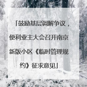 鼓励基层调解争议，便利业主大会召开南京新版小区《临时管理规约》征求意见