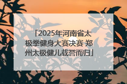 2025年河南省太极拳健身大赛决赛 郑州太极健儿载誉而归