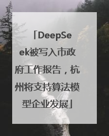 DeepSeek被写入市政府工作报告，杭州将支持算法模型企业发展